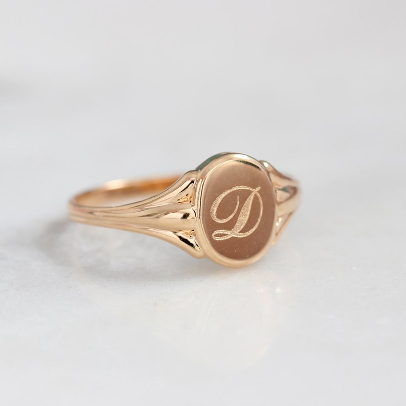 Rose Gold Ring Personalized Initial Ring Custom Ring Etsy
