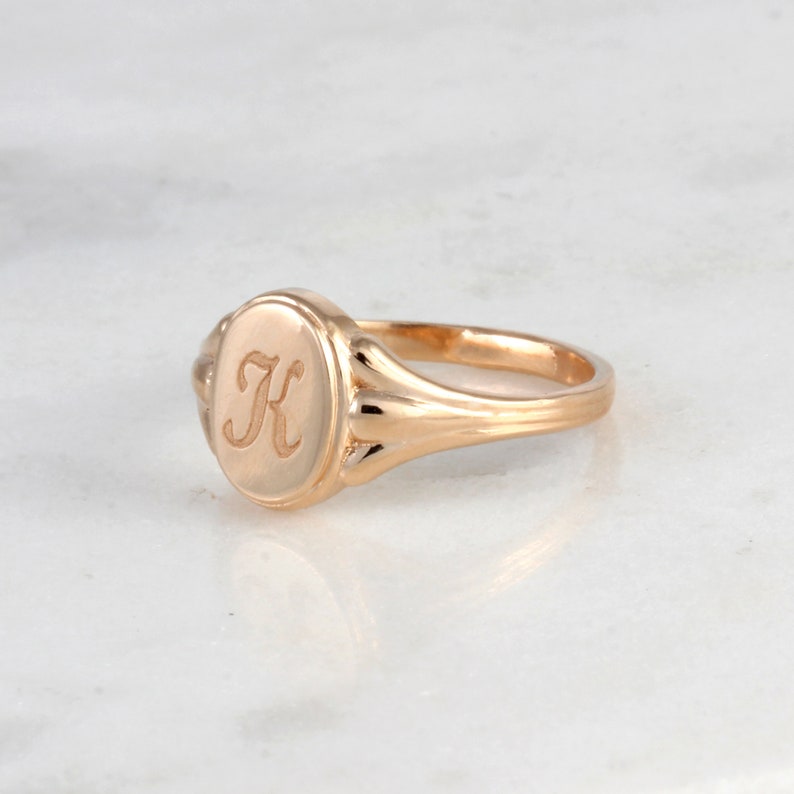 Rose Gold Signet Ring Personalized Initial Ring Custom Ring - Etsy