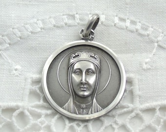Unusual Silver Madonna Pendant, Virgin Mary Pendant, Christian Jewellery
