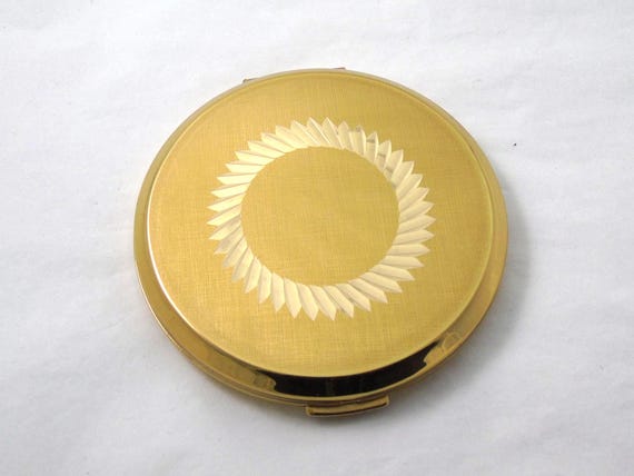 Stratton Gold Powder Compact, Sunburst Mirror Compact