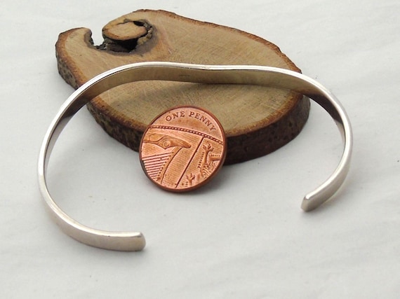 Solid Sterling Silver Oval Wavy Cuff Bangle - image 2