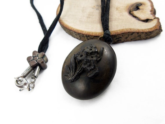 Victorian Vulcanite Locket, Mourning Locket,Antiqu