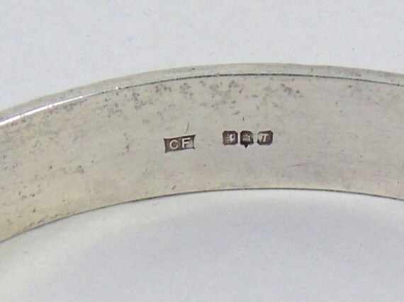 Abstract Sterling Silver Bangle, Solid Silver Tex… - image 2