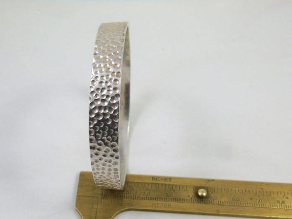 Abstract Sterling Silver Bangle, Solid Silver Tex… - image 8