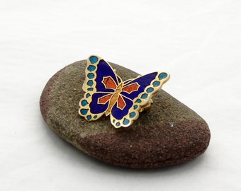 Cloisonne Enamel Blue Butterfly Brooch