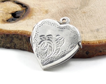 Sterling Silver Heart Locket, Engraved Silver Locket, Silver Heart Pendant, Silver Photo Locket, Love Token Pendant