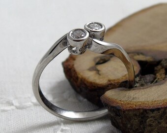 9ct White Gold Diamond Toi Et Moi Ring, Size 7, Size N 1/2