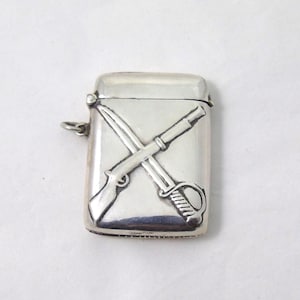 Sterling Silver Vesta Case, Sword and Rifle Vesta Case