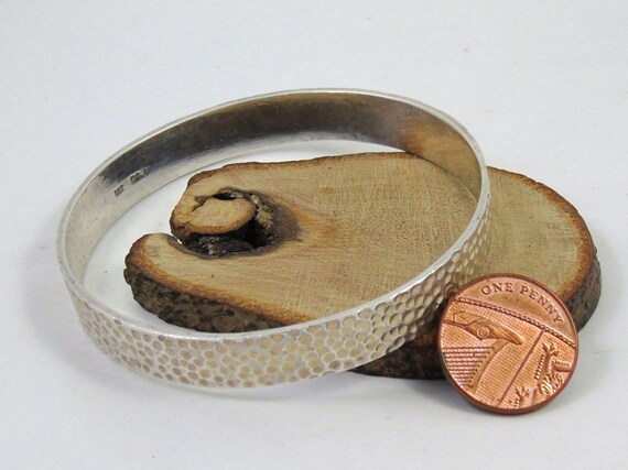 Abstract Sterling Silver Bangle, Solid Silver Tex… - image 4