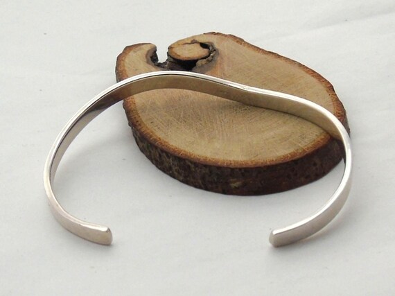 Solid Sterling Silver Oval Wavy Cuff Bangle - image 4