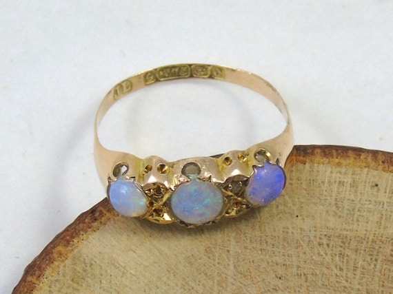 Antique Opal 9ct Gold Edwardian Ring, Hallmark 1902