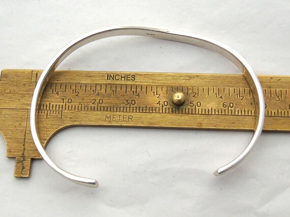 Solid Sterling Silver Oval Wavy Cuff Bangle - image 6