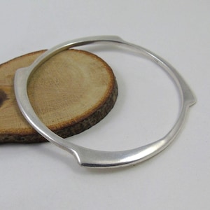 Vintage Sterling Silver Flat Bangle - Modern Stacking Bracelet