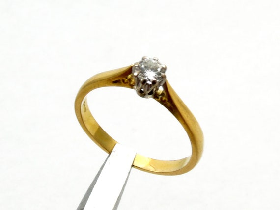 Vintage 18ct Gold Diamond Solitaire Engagement Ring, Size 7.25, Size O
