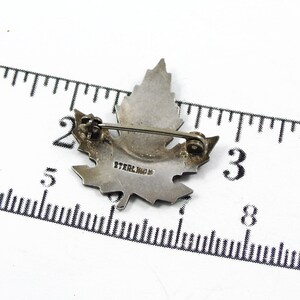 Silver Enamel Canada Maple Leaf Brooch, Cuilloche Enamel, Sterling Silver, Canada Lapel Pin image 7