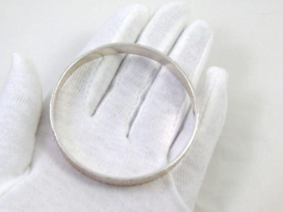 Abstract Sterling Silver Bangle, Solid Silver Tex… - image 9