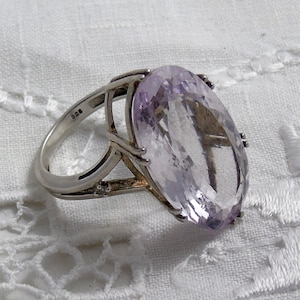 925 Silver Pink Paste Ring, Sterling Silver Gem Ring, Size O, Size 7.25