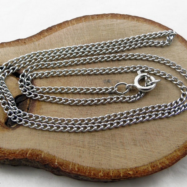 Silver Trace Chain, Trace Chain, Costume Jewellery Chain, Craft supply Chain, Vintage Silver Chain, Craft Necklace, Pendant Chain, 17.5 Inch