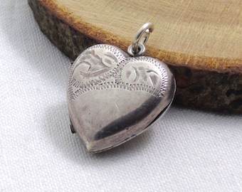 Silver Heart Photo Locket, Heart Pendant, Engraved Silver Locket, Love Token Pendant, Photo Keepsake