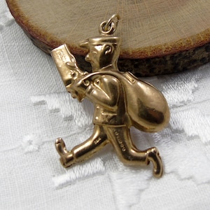Dije de cartero de oro de 9 quilates, dije de pulsera de oro de hombre de correo, Hallmark 1969, joyería retro