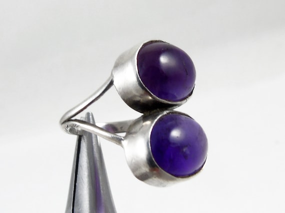 Amethyst Ring, Unusual Amethyst Ring, Sterling Sil