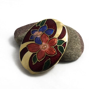 Cloisonne Enamel Dress Clip, Flower Scarf Clip