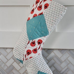 Charley Harper Cardinal Stocking with Metallic Gold and teal