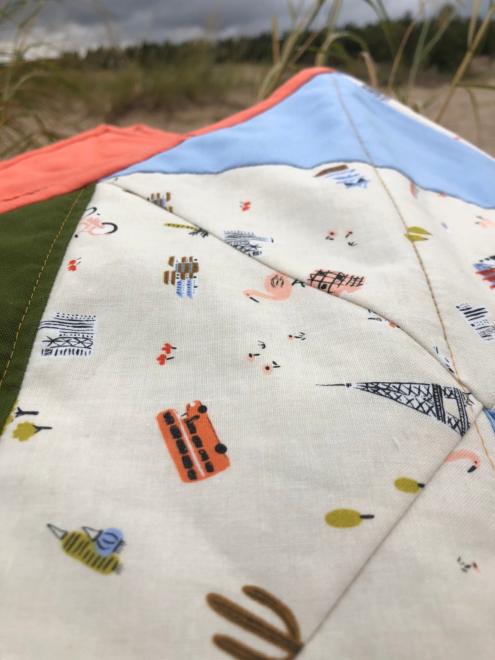 Rifle Paper Company Adventure Quilt / Travel Theme Quilt / Geometric