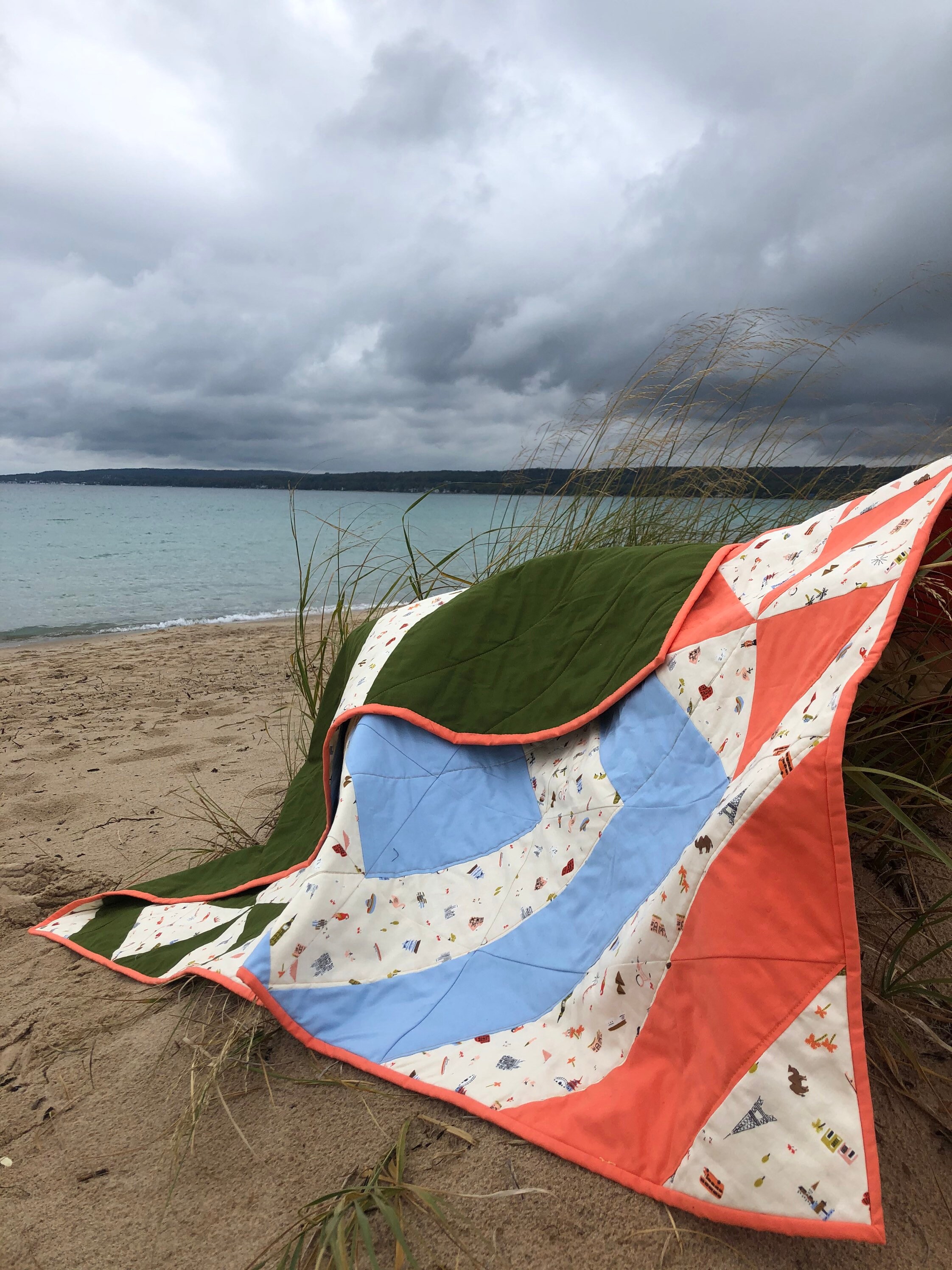 Rifle Paper Company Adventure Quilt / Travel Theme Quilt / Geometric