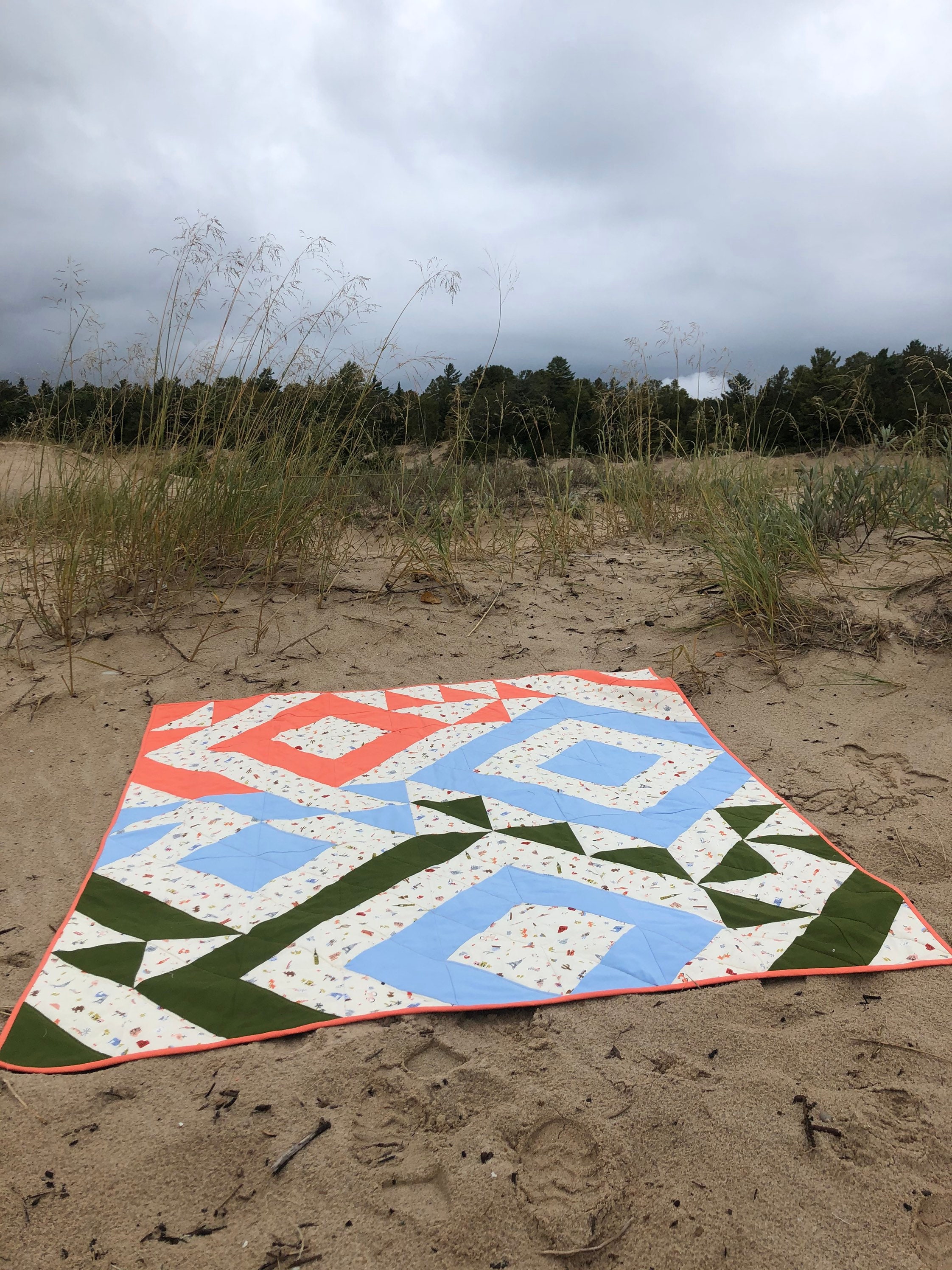 Rifle Paper Company Adventure Quilt / Travel Theme Quilt / Geometric