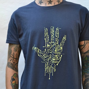 Computer Platine T-Shirt Herren Tech Nerd Geek T-Shirt Siebdruck Handbedruckt Siebdruck T-Shirt