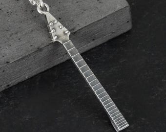 Guitarist Jewelry 925 Silver Electric Guitar Player Necklace Music Lover Musician Gift