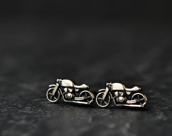 Motorcycle Stud Earrings, Tiny Motorbike Earrings, Motorcycle Bike Easy rider Jewelry, Rockabilly Punk Earrings