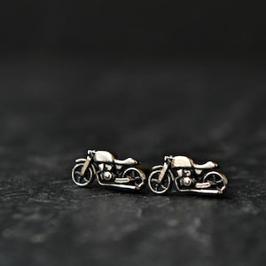 Motorcycle Stud Earrings, Tiny Motorbike Earrings, Motorcycle Bike Easy rider Jewelry, Rockabilly Punk Earrings