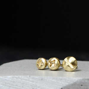 Screw Earrings Unisex 14K Solid Gold Phillips Screw Post Earrings Set of 3 pieces Mismatched Earrings