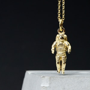 Astronaut Necklace 14K Solid Gold Space Astronaut Jewelry Science Outer Space Galaxy Jewelry