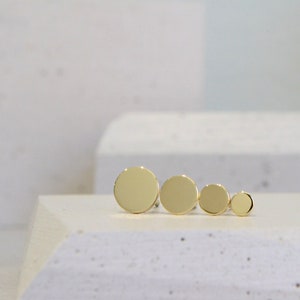 Circle 14K Gold Earrings Minimalist Dainty Circle 14K Gold Jewelry Geometric Everyday Jewelry image 1