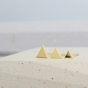 Triangle 14K Gold Earrings Geometric Minimalist Dainty Triangle 14K Gold Mens Jewelry
