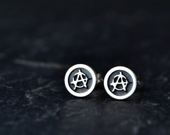 Anarchy Logo Earrings, Anarchy Punk Jewelry, Rebel Revolution Unisex Anarchist Gift Earrings