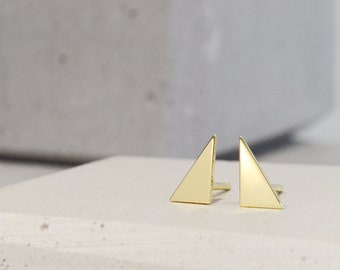 14K Gold Minimal Geometric Triangle Earrings Dainty Everyday Architect 14K Gold Jewelry Gift for Her