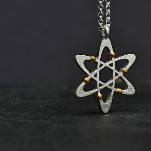 Science Jewelry 925 Sterling Silver Atom Necklace Science Etsy