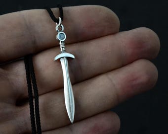 Ancient Greek Xiphos Sword Necklace, 925 Sterling Silver Odysseus Warrior Sword Jewelry