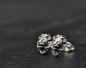 Löwe Ohrstecker, 925 Sterling Silber Löwe Löwe Schmuck, Realistischer Tier Löwe Schmuck, Sternzeichen Löwe Ohrringe Schmuck