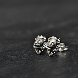 Lion Stud Earrings, 925 Sterling Silver Lion Leo Jewelry, Realistic Animal Lion Jewelry, Zodiac Leo Earrings Jewelry