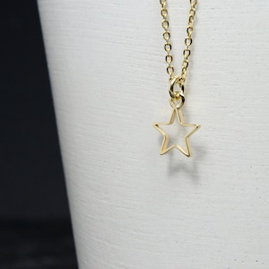 14K Gold Star Necklace Minimal Dainty Star Jewelry Celestial Lucky Necklace Baby Kids Jewelry