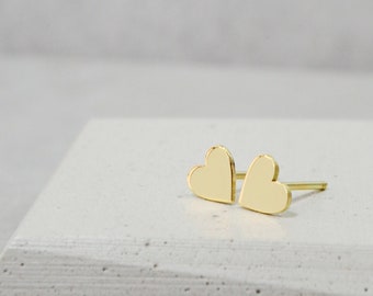 Heart Earrings 14K Solid Gold Heart Jewelry Dainty Cute Everyday Love Stud Earrings Gift for Her