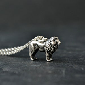 Lion Necklace, Leo Zodiac Lion Jewelry, Wildlife Animal King Lion Fire Emblem Jewelry, Sterling Silver image 1