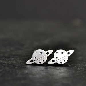 Planet Saturn Earrings, Silver Planet Jewelry Celestial Solar System, Universe Space Galaxy Earrings, Astronomy Jewelry