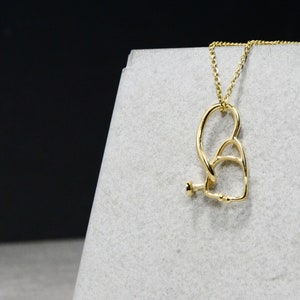 Medical Doctor Jewelry Gift 14K Solid Gold Stethoscope Necklace Science Nurse Jewelry Gift