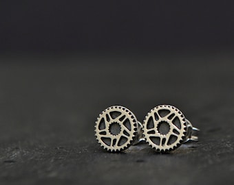 Bicycle Gear Earrings, Biker Bike Earrings, Cyclist Jewelry Gift, Men Gear Bicycle Bike Jewelry, Industrial Steampunk Gear